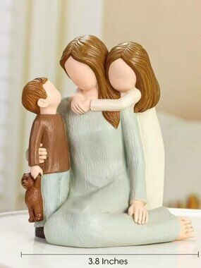 Mother with son, daughter statue - New